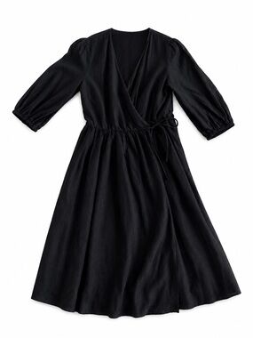 &Other Stories Classic Black Wrap Midi Dress with a slip